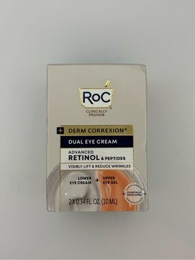 RoC Derm Correxion Dual Eye Cream Retinol & Peptides 2-in-1 Eye Treatment NEW